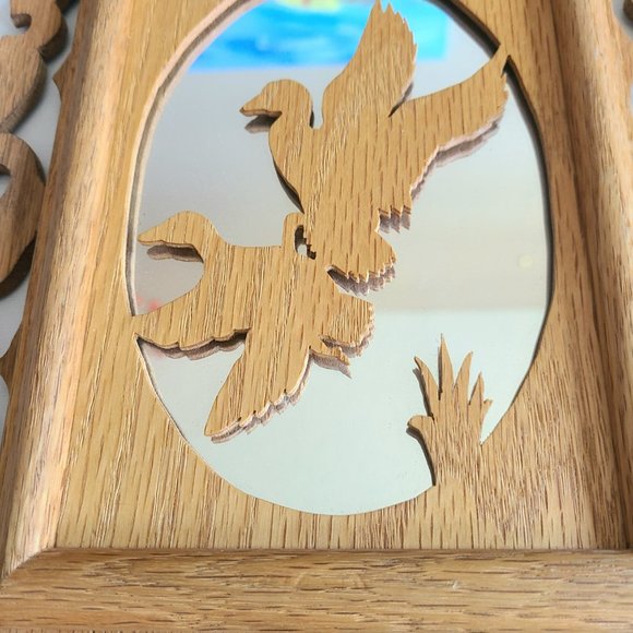 Vintage mirror in wooden handmade frame with birds. - Picture 2 of 5
